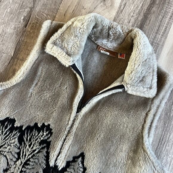 Andrea Faye Womens XL Fleece Vest Cozy Cabincore Wildlife Outdoors Camp Hike - Picture 2 of 10